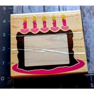 Rubber Stampede Birthday Cake Frame Z794G Rubber Stamp Wood #D3